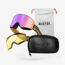 Outdoor Master Smučarska Očala Falcon Cylindrical Zeiss VLT 21% + Polarizirana rumena leča 91%, Black frame, Pink Lens