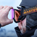 Outdoor Master Smučarska Očala Falcon Cylindrical Zeiss VLT 21% + Polarizirana rumena leča 91%, Black frame, Pink Lens