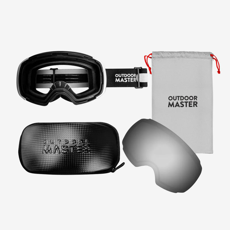 Outdoor Master Smučarska Očala Pro Snow + prozorna leča, White  frame with REVO Silver lens