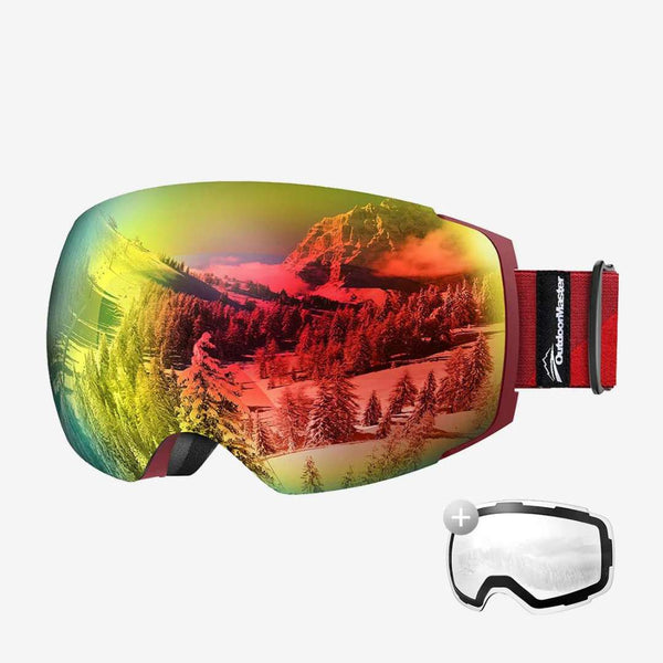 Outdoor Master Smučarska Očala Pro Snow + prozorna leča, Red  frame with Red lens