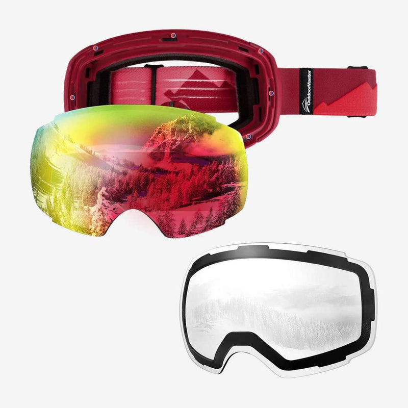 Outdoor Master Smučarska Očala Pro Snow + prozorna leča, Red  frame with Red lens