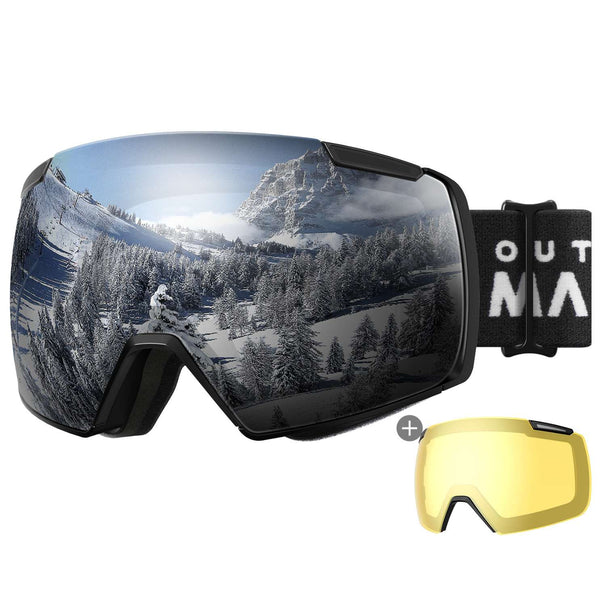 Outdoor Master Smučarska Očala Heron VLT 10% + Polarizirana rumena leča 87%, Black Frame, Grey/Silver Lens-Wasup Slovenija