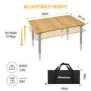 KingCamp Zložljiva Bambusova Miza z Nastavljivo Višino 60x40cm-Wasup Slovenija