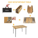 KingCamp Zložljiva Bambusova Miza z Nastavljivo Višino 60x40cm-Wasup Slovenija