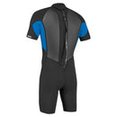 O'Neill Reactor-2 2mm Back Zip Men's Short Sleeve Spring Wetsuit, Black/Ocean