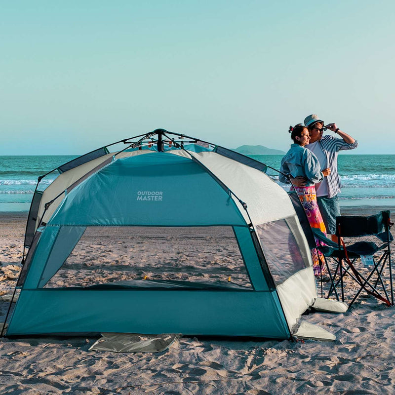 Pop Up Beach Tent Outdoor Master, Blue/Grey