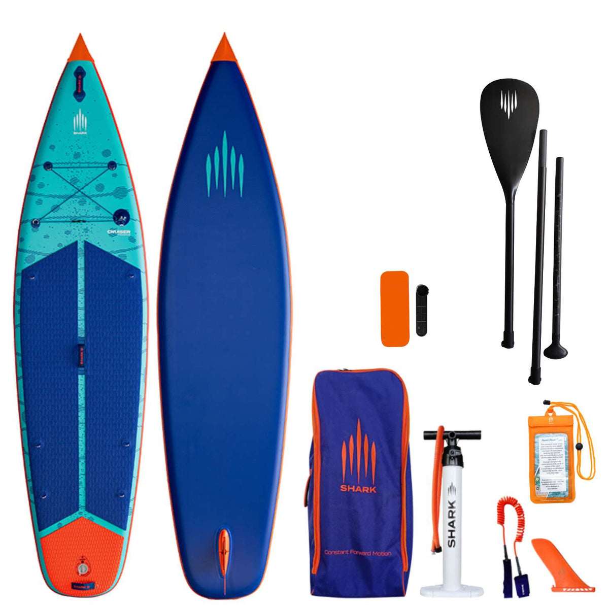 Inflatable Paddleboard Shark Cruiser Flow 11.6X34X6 with Carbon Shaft