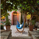 La Siesta Udine - Komplet Viseči Stol Blue Zebra Comfort in Leseno Stojalo