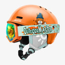 OutdoorMaster Reindeer Kids' Ski Helmet, Orange, SET WITH GOGGLES