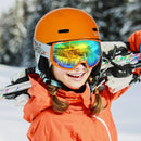 OutdoorMaster Reindeer Kids' Ski Helmet, Orange, SET WITH GOGGLES