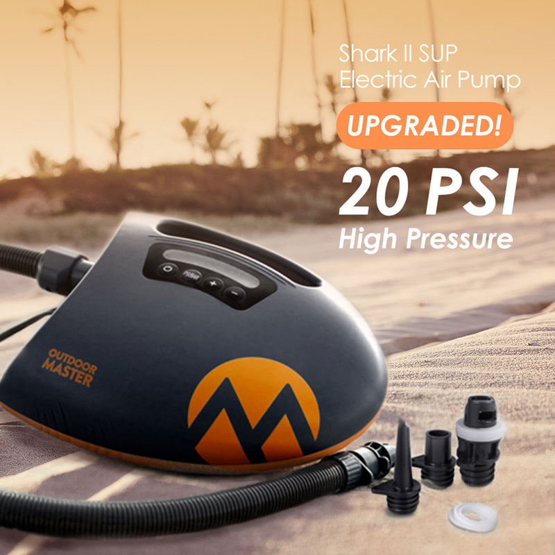 OutdoorMaster Shark 3 SUP-pomp, elektrisch, met accu, 12 V/15,8 V DC en type-C input, 8 sproeiers voor opblaasbare boten, 20 psi, 74 Wh OutdoorMaster Shark 3 SUP-pomp, elektrisch, met accu, 12 V/15,8 V DC en type-C input, 8 sproeiers voor opblaasbare boten, 20 psi, 74 Wh